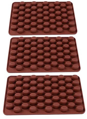 Selecto Bake 55 mini moldes de silicona de grano de café para hornear, repostería de chocolate, decoración de caramelo, mantequilla, gelatina, paquete de 3