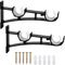 2 Pezzi Staffa per Bastone per Tende, Doppio Supporto per Bastone per Tende, Bastone per Tende Supportato, Accessori per Tende con Viti Nero, Staffe per Aste per Tende, Diametro Asta Adatto 25-32 mm