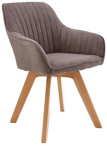 Riess Ambiente Drehbarer Design Stuhl Livorno Vintage Taupe Buchenholz Beine Esszimmerstuhl Küchenstuhl Besucherstuhl