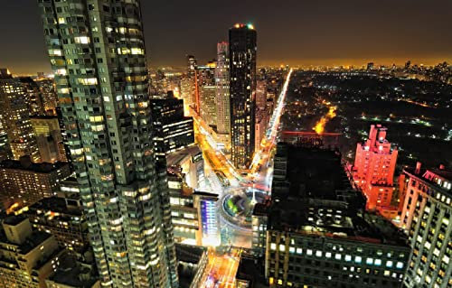LHJOYSP Puzzle 3D Puzzle 1000 Teile City Road Night Building New York Park Manhattan Central 75x50cm