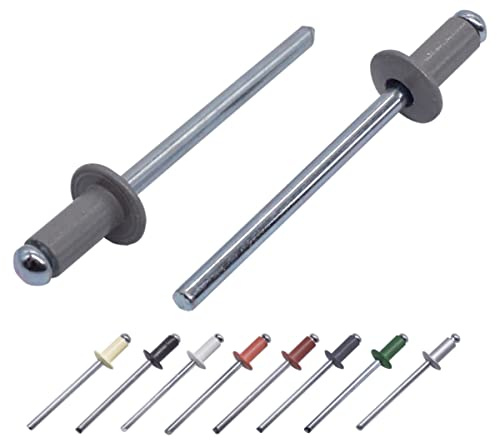 (1000 Stück) Lackierte Blindnieten 3,2 x 8 mm, Kuppelkopf, DIN 7337, Aluminiumniete und Stahldorn, Popnieten (1000, staubgrau RAL 7037)