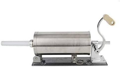 Wurstfüller manuell, 3L Wurstfüller Wurstmaschine Profi Wurstfüllmaschine aus Edelstahl Wurstfüllmaschine inkl 4 Füllrohre silber Wurstpresse mit Tischklemme Wurstspritze silber
