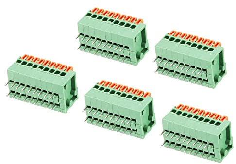sourcing map 5 Packungen PCB Federklemme Blockanschluss KF141R 150V 2A 2.54mm 9 Positionen 90 Grad für PCB Board Elektronik Computer | 2,54 mm, 9 Positionen, 90 Grad für PCB Elektronische Platine Computer