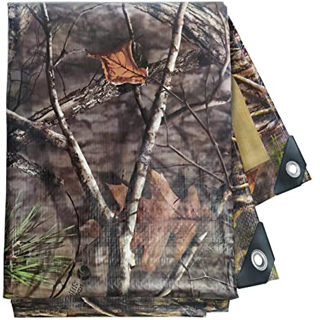 Tongcamo Heavy Duty 11 Mil Tarp Cover Waterproof UV Resistant Tarpaulin Used for Outdoor, Hunting, Camping, Backpacking, Canopy Tent, Ground Tarp, Cover Boat, Motorcycles, Roofs, Wood