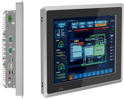 SunKol Panel PC industriale fanless da 12,1 pollici, Panel PC industriale integrato tutto in uno con touch screen capacitivo, 2xUSB2.0,2xUSB3.0,HDMI,2xRS232,LAN (i5-4210U, 8GB RAM 512GB SSD)