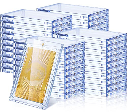 SATINIOR Magnetische Kartenhalter aus Acryl, 130 Pt, 6,3 x 8,9 cm, One-Touch-Kartenhalter, transparenter Kartenschutz, Hartplastik, magnetische Kartenhülle für Sport, Baseball, Sammelkarten,