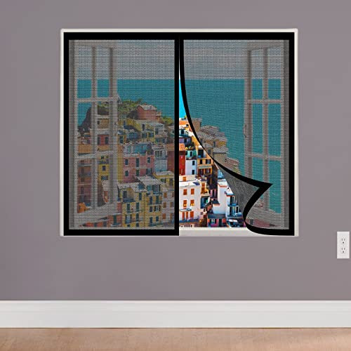 Insektenschutz Fenster Fliegengitter 95 x 165 cm Mückengitter Fenstergaze Mückennetz Fenster Frischluft halten für Dachfenster mit Reißverschluss, Schwarz