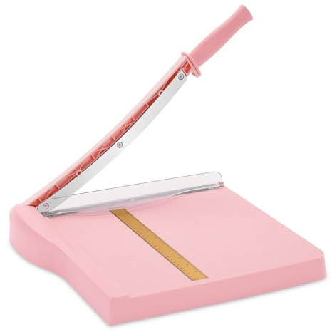 Paper Cutter, Paper Slicer with Safety Guard and Blade Lock, 12 Cut Length Guillotine Paper Cutter with 16 Sheet Capacity, Paper Cutters and Trimmers for Cardstock Cardboard (Pink)