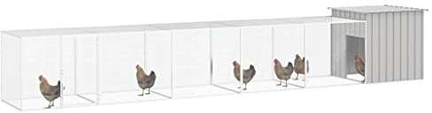 AUVYI Hühnerkäfig aus Verzinkter Stahl Grau 600x91x100 cm Hühnergehege Außen Kleintierstall Draußen Hühner Gehege für Draußen Voliere für Draußen Tiergehege Alles-In-Einem-Hühnerstall