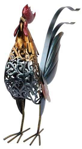 TOPBATHY Iron Carved Rooster Figurine Metal Sculpture Home Furnishing Craft Artwork Decorative Farmhouse Ornament for Garden and Table Centerpiece