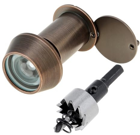 HOJLKLD Judas de Porte, Laiton Judas à 220 degrés avec foret de 22 mm, Diamètre de tuyau de 22 mm pour portes de 35 à 60 mm (bronze huilé)