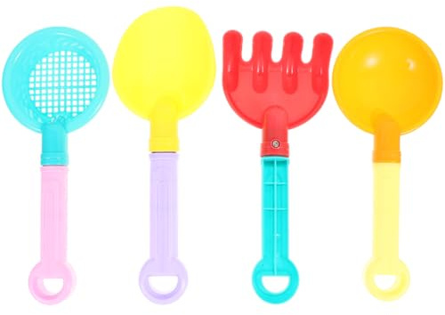 VICASKY Sandspielzeug Set Für Kinder 4-Teiliges Schaufelspielzeug Aus Kunststoff Mit Sieb Schaufel Rechen Und Löffel Tragbare Kinderschaufeln Für Strand Garten Und Sandkasten