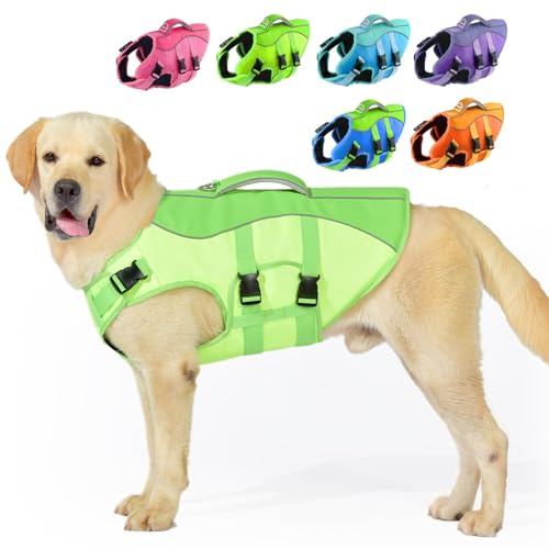 PETDSH Dog Life Jacket Small, High Flotation Dog Life Vest for Swimming Boating, Reflective Puppy Lifejacket with Superior Buoyancy and Rescue Handle, Adjustable Safety Dogs Floating Vests