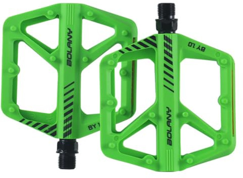 Kexpery Nylonpedal DU tätat lager cykellager pedaler med reflektor säkerhetsvarningspedaler MTB cykeltillbehör (grön)