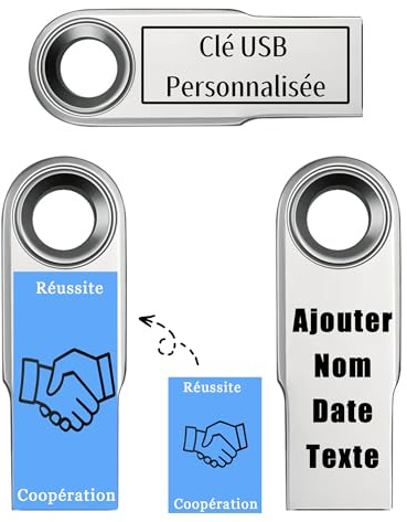 Clé USB Personnalisée - Cle USB avec Gravez Vos Textes - Transfert De Ficher Rapide - USB 2.0 Drive Clef USB, 32Go/64Go/128Go (B-64Go)