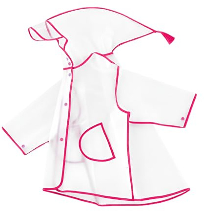 Kids EVA Clear Rain Poncho Boy Girl Portable Raincoat Transparent Waterproof Rain Jacket with Hoods Reusable Outdoor Rain Cape Lightweight Rain Cover for School Outdoor Hiking Cycling Camping Travel
