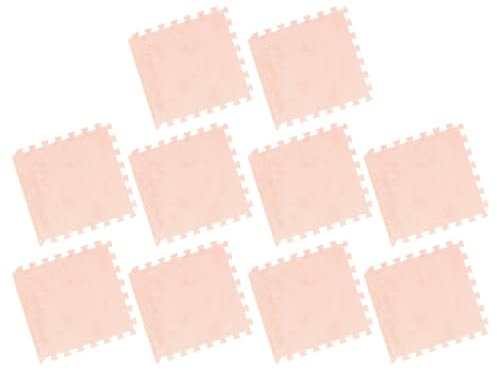 10 STK. Plüsch Schaumstoff Puzzlematte, Anti-Rutsch Flauschige Fliesen, Eva Schaumstoff und Plüsch Spielmatte für Schlafzimmer, Spielzimmer, Kinderzimmer 31 x 30 cm (Kamel)