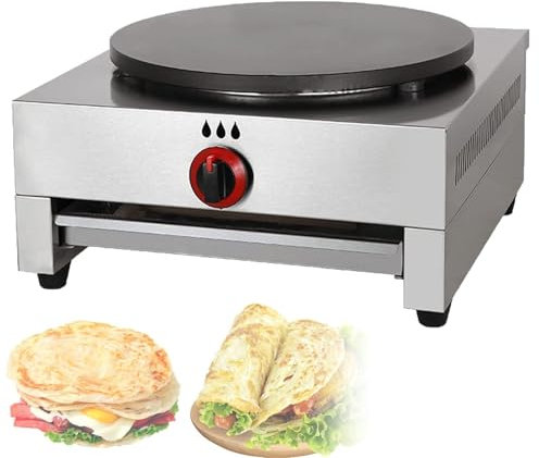 Máquina para hacer crepes comercial, máquina para hacer crepes y crepes con placas de hierro fundido de 40 cm, máquina profesional para hacer crepes