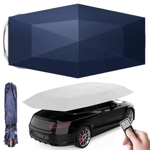 4.8M Car Tent, Folded Car Protection Sun Shade, Remote Control Canopy, Fully Automatic Car Umbrella, Portable Movable Carport, For Outdoor Tent,Blue
