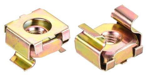 sourcing map M4 Cage Nuts for Server Rack Cabinet, Carbon Steel Yellow Zinc Plated, Pack of 5