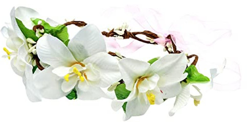 FRCOLOR Lily Flower Headband Verstellbar Boho Blumenkranz Haarschmuck Für Damen Hochzeit Braut Festival Mit Realistischem Blumenmuster Und Umweltfreundlichen Materialien