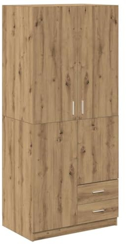 vidaXL Garderob ek 80x52x180 cm konstruerat trä, hatthyllor, klädstång, klädförvaring, klädskåp, klädstänger, jackhängare, garderob, garderober