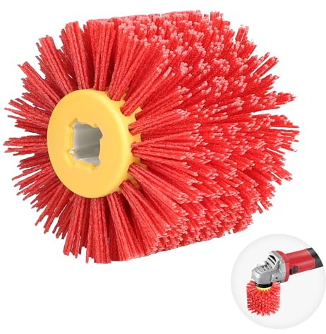 EXLECO Nylonbürste #80 Körnung Schleifbürste für Satiniermaschine φ19mm Borstenbürste Satinierwalze Drahtziehrad Pinsel Polierbürste Schleifwalze Bürstenwalze für Holzverarbeitung Bürstenschleifer Rot