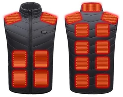 Gilet Riscaldato USB, Giacca Riscaldata Uomo Donna, Gilet Riscaldante Elettrico Giacche Riscaldate Lavabile, Gilet 3Temperatura Regolabile Smanicato Gilet da Lavoro per Ciclismo Caccia(Black,8XL)