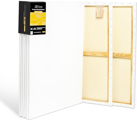 Elan Premium sträckta dukar 50 x 70 cm 380 GSM, 6-pack konstdukar för oljemålning, stor duk för målning 380 GSM, oljemålning duk 50 x 70 cm