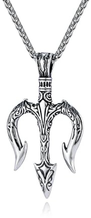 Sumpgle Vintage Nordische Mythologie Poseidons Dreizack-Anhänger Herren Titan Stahl Halskette Einzigartiges kulturelles Schmuckaccessoire