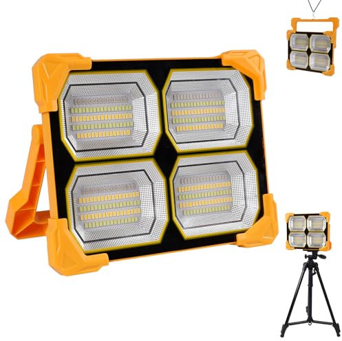 Faro Led Ricaricabile, Faretto LED Da Esterno Solare Portatile USB 300W, Lampada da Lavoro 26000LM Torcia Lampada Led Ricaricabile Luce Solare da Esterno per Campeggio, Emergenza, Giardino