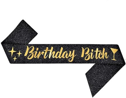 1 Pcs Birthday Sash for Women,Black Glitter Birthday Sash Birthday's for Women,Girl Sashes,Queen Sashes,Decoration Gifts Birthday's Party Accessories,for Woman Celebrate Party Decoration
