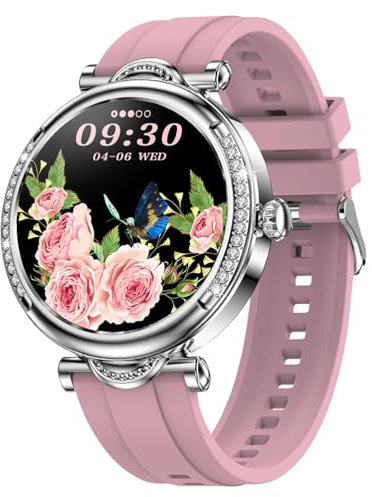 Atlanta Fitnesstracker für Damen Uhr mit Herzfrequenz Puls Blutdruck Telefon Freisprechen Schlaf Schritte Farbdisplay Smartwatch Silikonband - 9735/17 (Rosa)