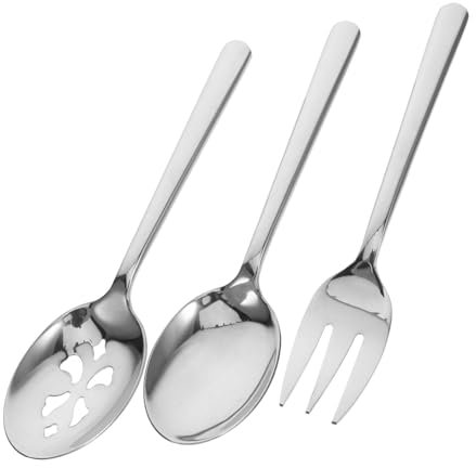Cabilock Schlitz Servierlöffel Aus Edelstahl Mit Tafelgabel Und Salatbesteck Für Party-leckereien Und Westliche Gerichte Kompakt Und Haltbar Für Picknick Und Hausgebrauch