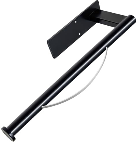 Kitchen Roll Holder Under Cabinet, Single Hand Operable Tearing Off Paper with Damping Effect, Both Available in Adhesive and Screws, Stainless Steel (Black)