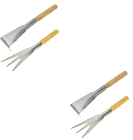 UPKOCH 2 Set Pala Da Giardinaggio All'aperto Piante Verdure Pianta Vanghe Da Giardinaggio Strumenti Da Giardinaggio Pale in Acciaio Inossidabile Pale Da Diserbo Di Legno Cachi 2 Pezzi * 2