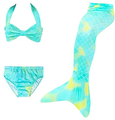 𝙈eerjung𝙛rauen𝙛losse Mädchen Mit Bikini Set schwimm𝙛lossen Kinder 𝙈eerjung𝙛rau 𝙈eerjung𝙛rauen Badeanzug 𝙈ono𝙛losse Bikinis Badekleid Für 4-13 Jahre