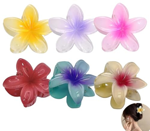 Lot de 6 Pinces à Cheveux Fleur, Pinces à cheveux antidérapantes en forme de pétale, Pince Cheveux Fleur Hawaienne Accessoires, Confortables pour Cheveux Épais et Fins
