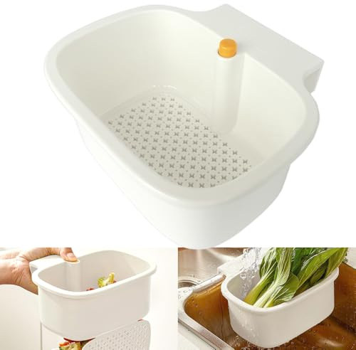 VLEDARLING Removable Sink Strainer, Food Waste Kitchen Sink Strainer Basket, Hanging Strainer, Hanging Faucet Strainer, Sink Food Catcher, Sink Filter with Removable Design for Easy Cleaning(White)