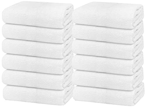 Avalon Towels 100% Cotton Pool Towels White Beach Towels Pack of 12 (22x44 Inches) - Quick Drying, Highly Absorbent & Lightweight for Commercial Use for Hotels, Motels, Beaches & Poolside