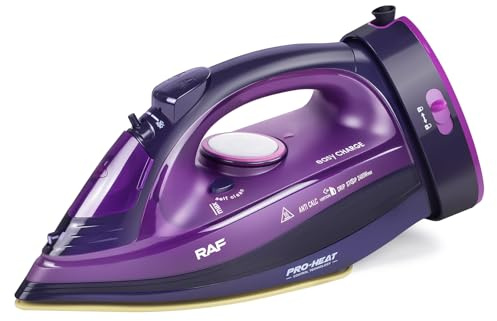 ZStarlite Ångstrykjärn trådlös, 2 400 W trådlös ångstrykjärn Powersteam Ultra keramisk stryksula, antikalk och droppstopp, sprutvattenfunktion, vertikal ånga, självrengörande med 320 ml vattentank