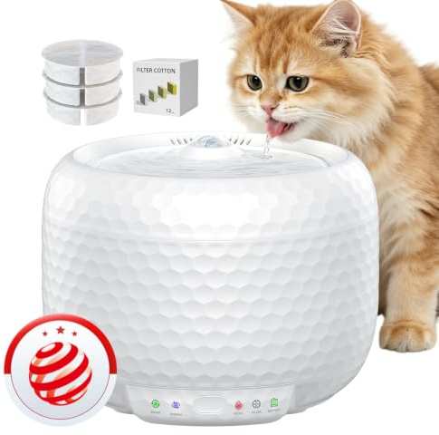 1.8L Kabellose Katzenbrunnen mit 5200mAh Akku, kabelloser Haustierbrunnen mit extrem leiser Pumpe, 2 Durchflussmodi, automatischer Trinkbrunnen für Katzen & kleine Hunde