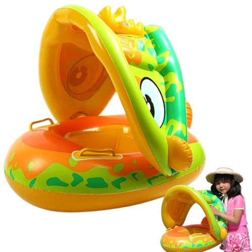 Faloyy Flotteur de Piscine pour bébé avec auvent, Flotteur de Piscine Gonflable pour Tout-Petits avec siège, poignée et Volant, Portable pour Filles et garçons âgés 0 à 36 Mois