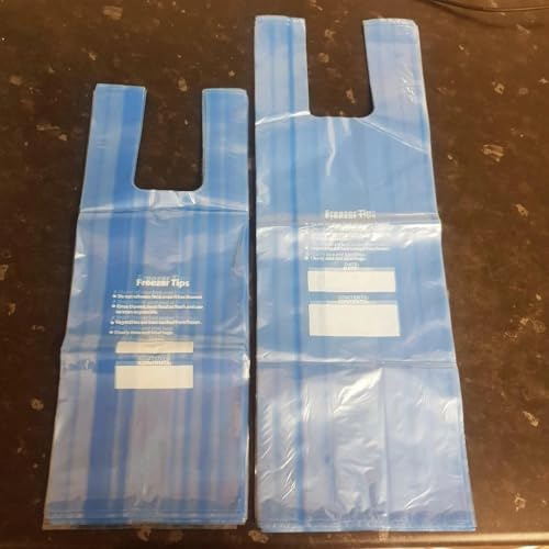 LARGE (29X51CM) BLUE TIE HANDLE FOOD & FREEZER STRONG STORAGE PLASTIC BAGS LARGE!! DURABLE STRONG BAGS, RELIABLE AND REUSEABLE. (100)