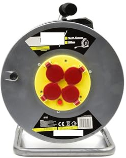PROLUNGA ELETTRICA CIVILE CON AVVOLGICAVO 50 MT METRI 3G2.5 mm² Schuko 3X2,5MM