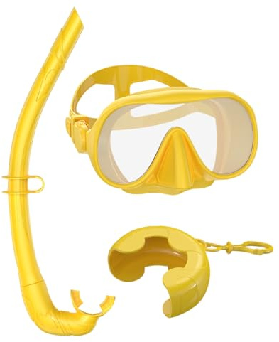 Equipo de Snorkel para Adultos - Máscara a Prueba de Fugas con Vista panorámica | con , Correa Ajustable, máscara de Buceo Plegable | para Mujeres, Hombres, Familia, Entrenamiento de natación