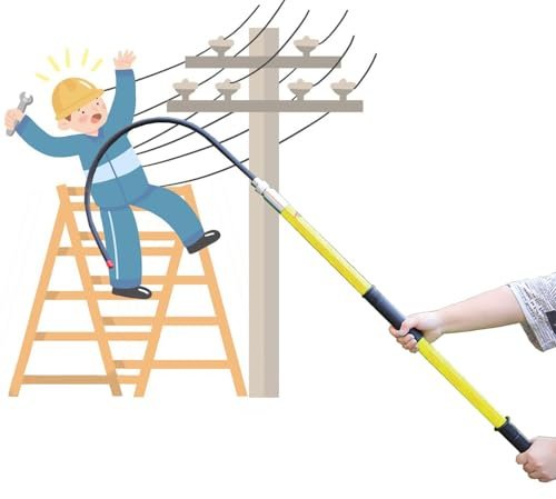 Högspänningsräddningskrok 10-220KV, isolerad pol nödsäkerhetsverktyg 16 tums öppning för elektrisk chockförebyggande, Slungbar Epoxihandtag 220 Lbs Kapacitet Non Slip Grip bärbar design