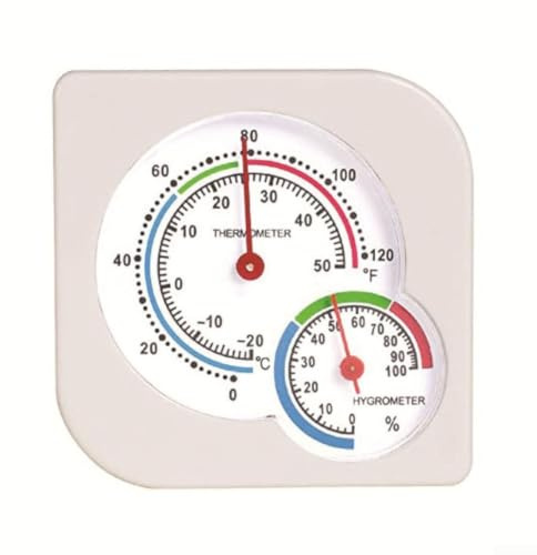 Analog Thermometer Hygrometer, Indoor Temperature and Humidity Gauge(White)