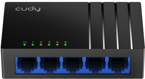 Cudy GS105D Switch di Rete Ethernet Gigabit a 5 Porte, Splitter Ethernet - Desktop, Senza Ventola, Ottimizzazione del Traffico Plug and Play