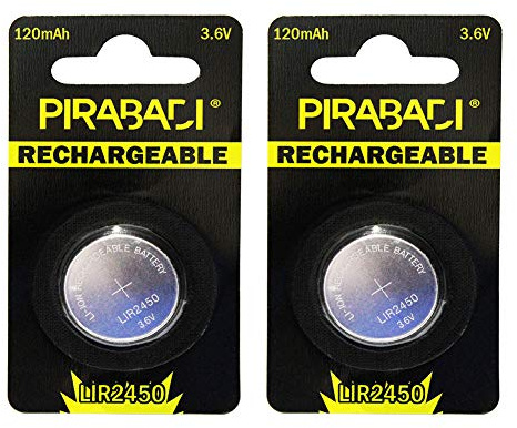 Lot DE 2 ACCU Pile Bouton Rechargeable LIR2450 3.6V LI-ION Coin Battery LIR 2450 Batterie - REMPLACENT Les Piles CR2450 Non Rechargeable